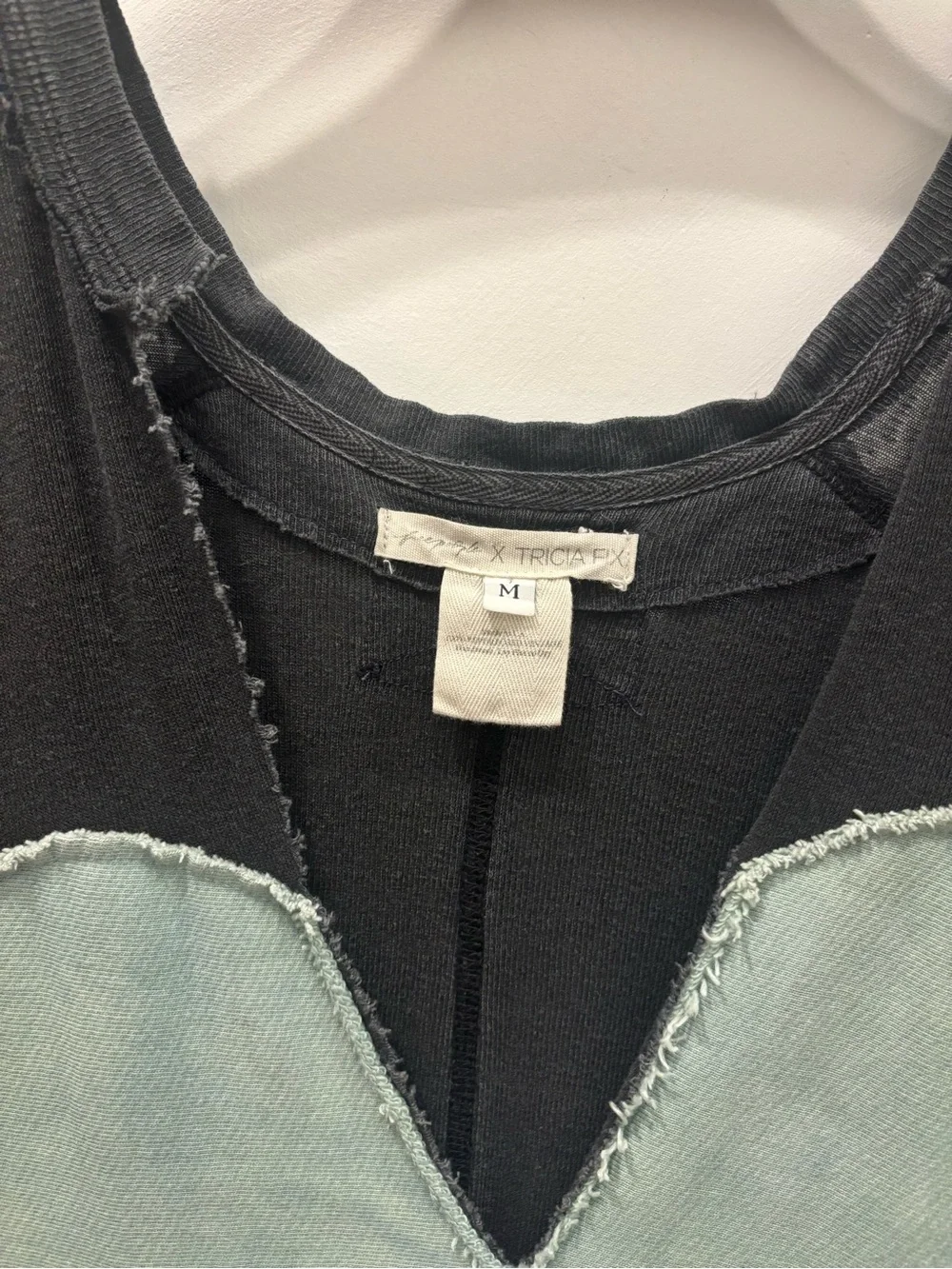 Free People x Tricia Fix Black Tee with Mint Heart Applique